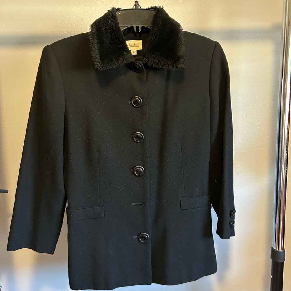 Neiman Marcus Faux Fur Black Coat!